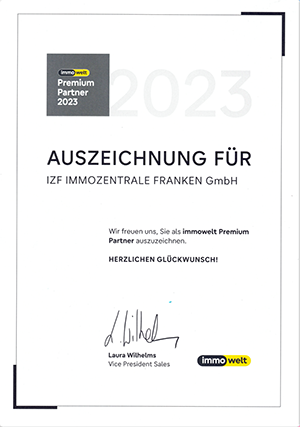 Auszeichnung für IZF Immozentrale Franken GmbH